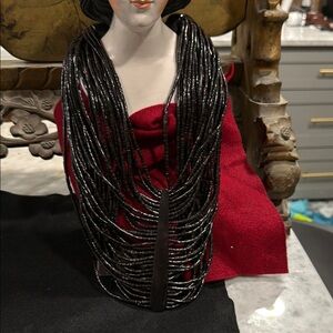 Chic Black Multi-Strand Necklace